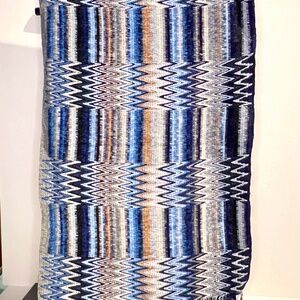 Stunning Missoni Couture Zig-Zag Scarf/Stole in Colors of Blue, Tan, and Grey